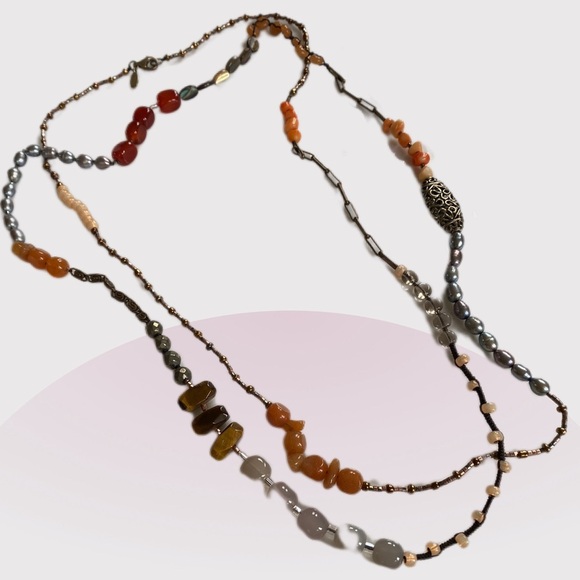 Silpada Multi Stone Beaded Necklace 50” inches long N2421 - Picture 2 of 9